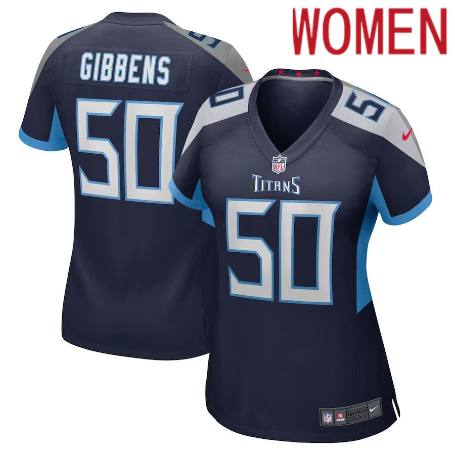 Women Tennessee Titans 50 Jack Gibbens Nike Navy Home Game Player NFL Jersey